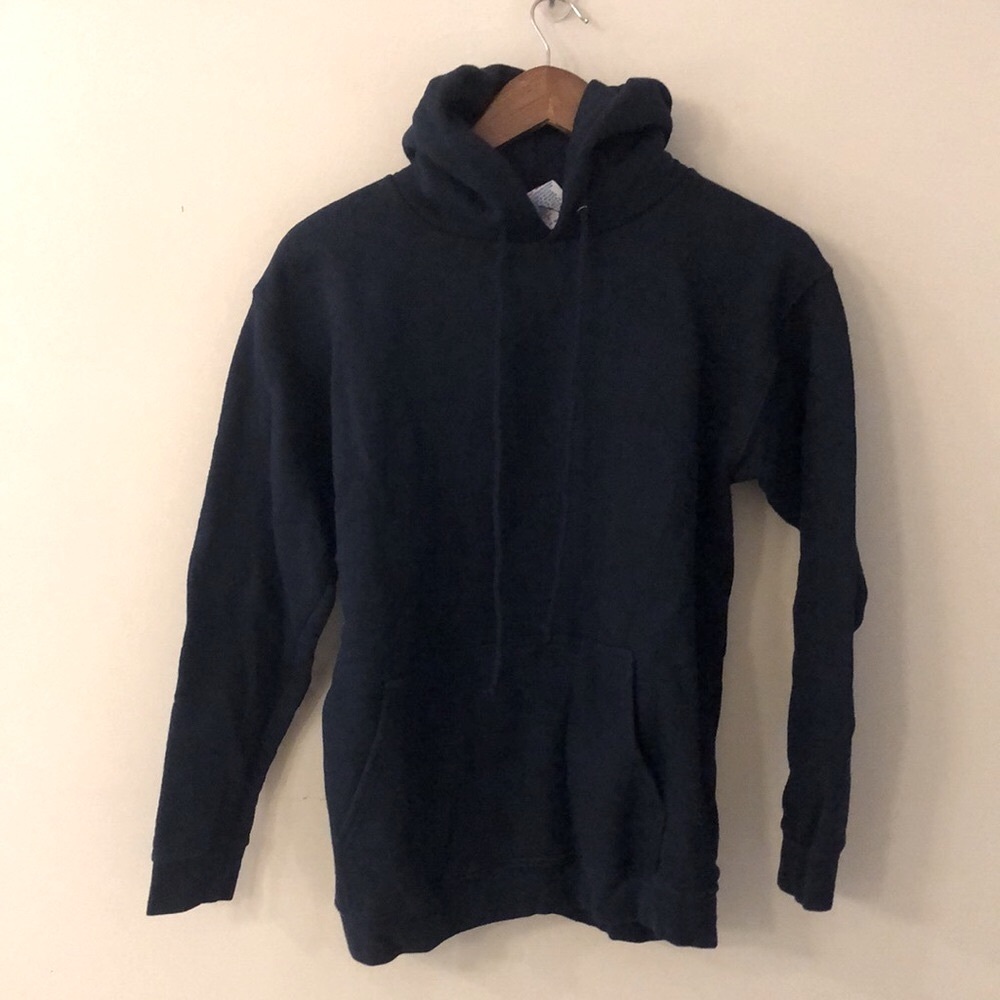 Alstyle Apparel Heavyweight Navy drawstring hoodie sweatshirt kangaroo pocket SM